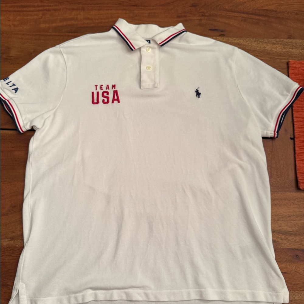 Ralph Lauren Men's White Polo Shirt with Team USA Embroidery